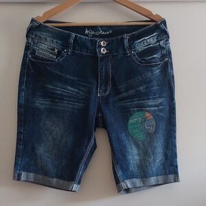 New Ariya Jeans Vermuda Shorts Curvy Dark Wash Stretch 15/16